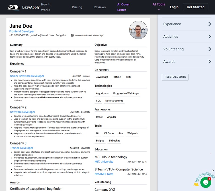 LazyApply automated job application interface showing bulk apply settings