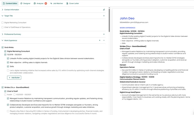 Teal AI resume builder with job tracking and application management dashboard