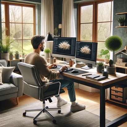 person working remotely