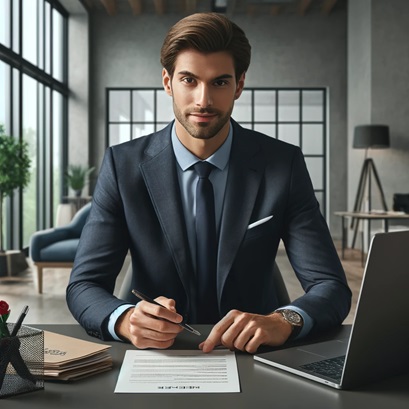 Recruiter reviewing resumes