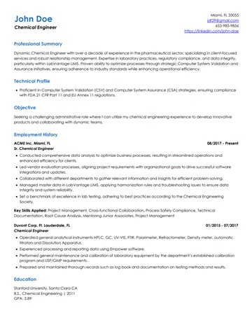 Contemporary resume template preview