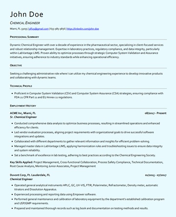 Accent resume template preview